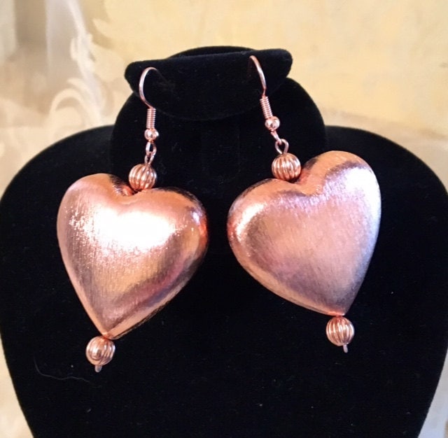Kupfer Herz Ohrringe 271 von SandyNationJewelry