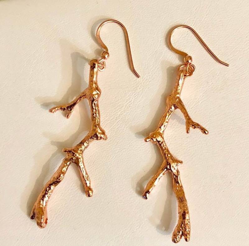 Kupfer Zweig Ohrringe 549 von SandyNationJewelry