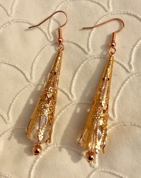 Kupferkegel Mit Klarer Perle 544 Ohrringe von SandyNationJewelry