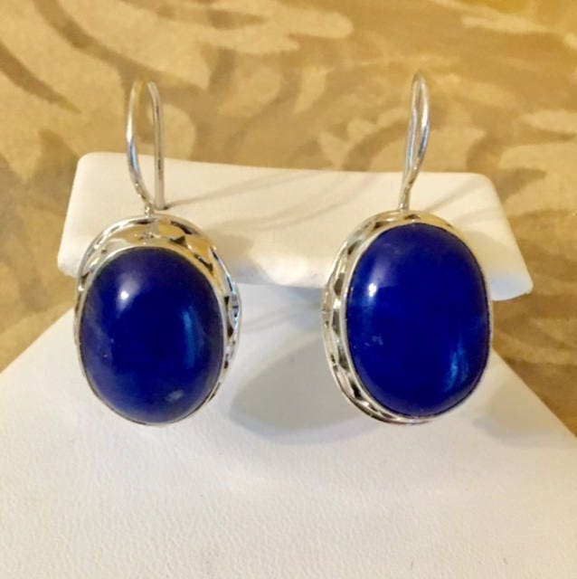 Lapis Sterling Silber Ohrringe 403 von SandyNationJewelry