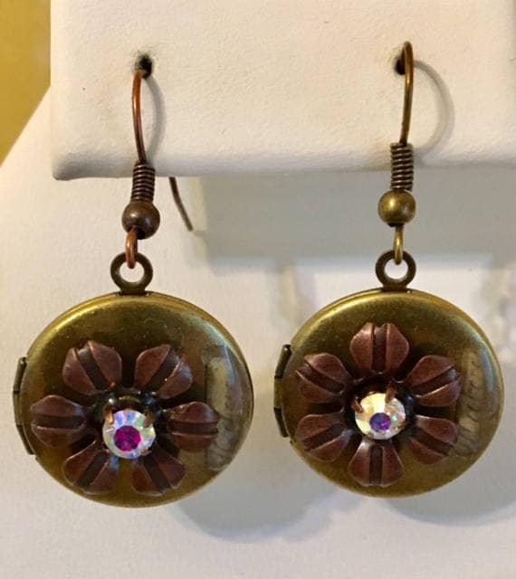 Medaillon - Kupfer-Bronze Überzogene Ohrringe - Trendy 235 von SandyNationJewelry