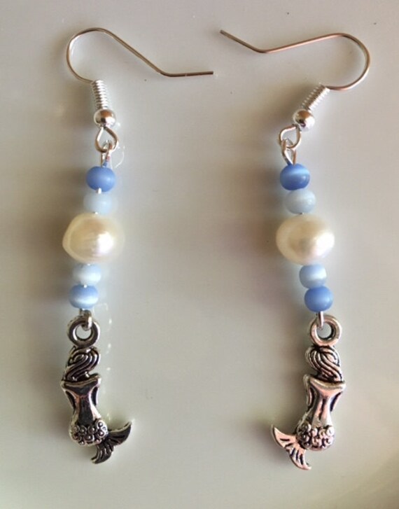 Perle Und Katzenauge Mermaid Ohrringe 091 von SandyNationJewelry