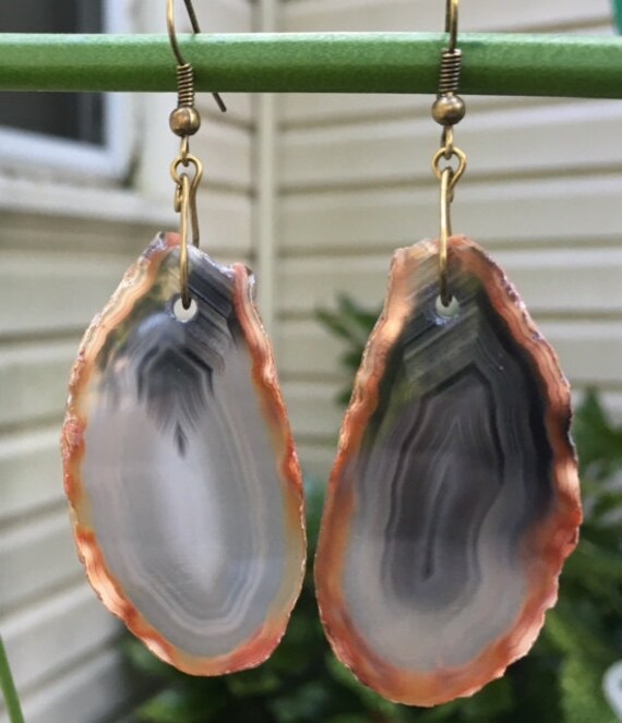 Platte Der Roten Achat Ohrringe 023 von SandyNationJewelry