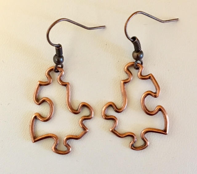 Puzzleteile Kupfer Überzogene Antikmessing Ohrringe 225 von SandyNationJewelry