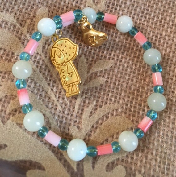 Rainy Day - New Jade Sea Green Und Pink Coral Tube Spacer Armband 697 von SandyNationJewelry