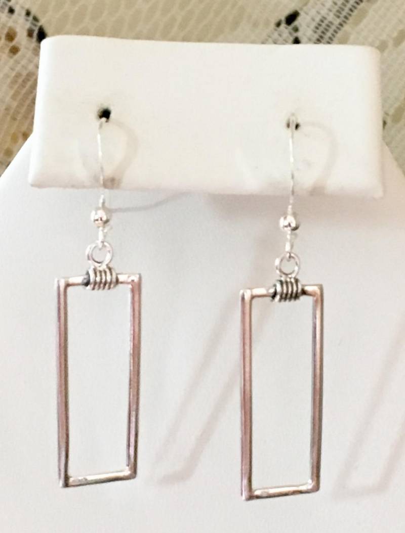 Rechteckige Ohrringe Aus Sterlingsilber 397 von SandyNationJewelry