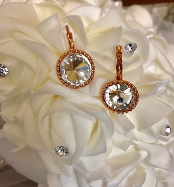 Rosévergoldete Ohrringe Aus Messing Und Zinnglas 526 von SandyNationJewelry