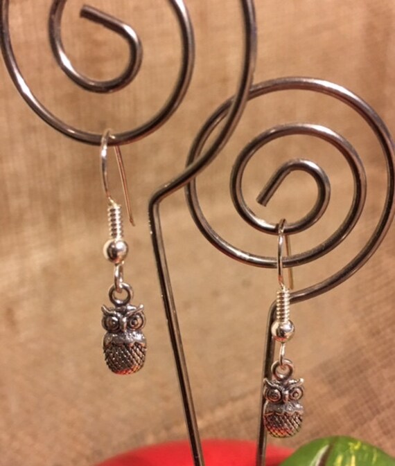 Silber Wise Owl Sterling Ohrringe 357 von SandyNationJewelry
