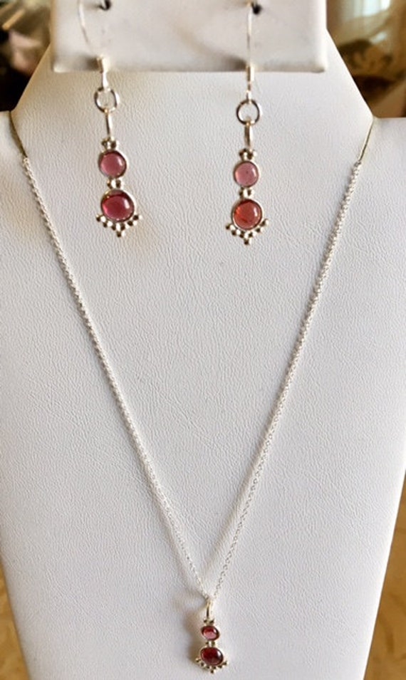 Sterling Silber Granat Ohrringe Und Halskette Set | Stücke Separat Erhältlich 449 von SandyNationJewelry