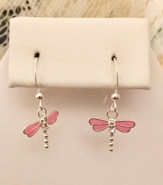 Sterling Silber Libelle Mit Strass Ohrringe 231 von SandyNationJewelry