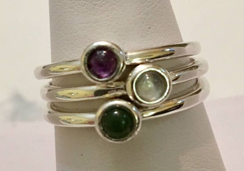 Sterling Silber Ring Mit Cabochon Stein - Stackables 940 von SandyNationJewelry