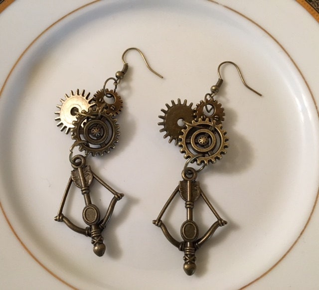 steampunk Schleifen Ohrringe 078 von SandyNationJewelry