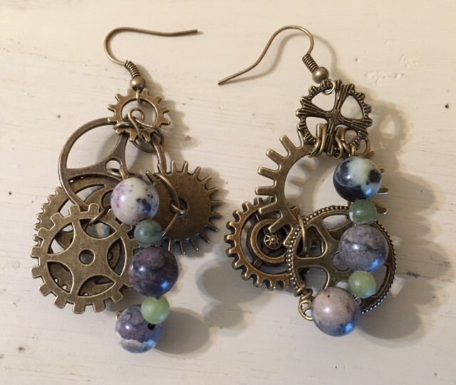 steampunk Und Edelstein Ohrringe 082 von SandyNationJewelry