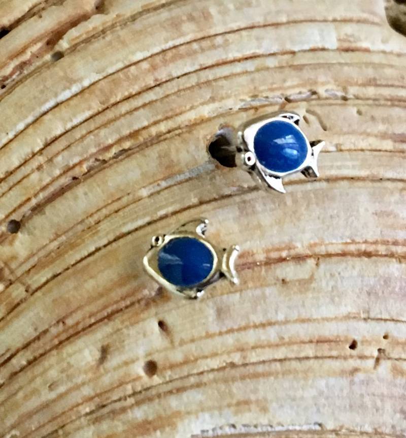sterling Silber Blauer Fisch Ohrringe 1023 von SandyNationJewelry