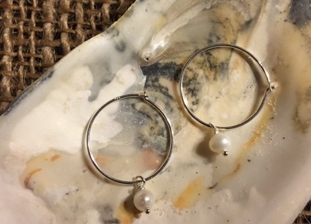 sterling Silber Creolen Mit Perle Tropfen 466 Ohrringe von SandyNationJewelry