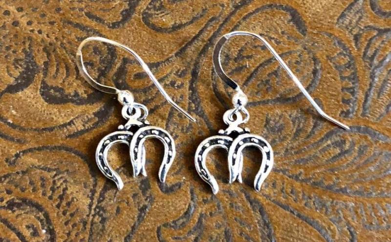 sterling Silber Doppel-Hufeisen Ohrringe 343 von SandyNationJewelry