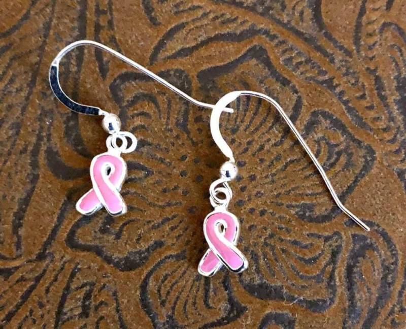sterling Silber Emaillierte Pink Ribbon Ohrringe 252 von SandyNationJewelry