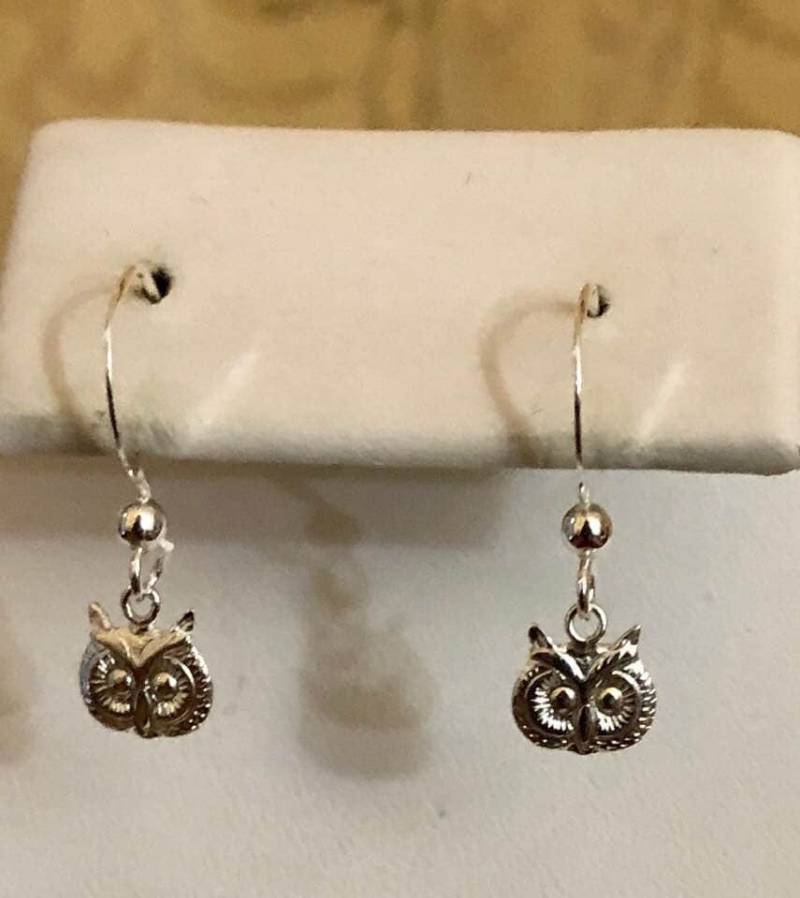 sterling Silber Eulen-Kopf Ohrringe 262 von SandyNationJewelry
