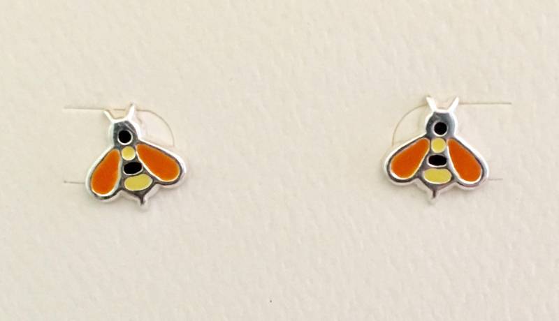 sterling Silber Gelb/Schwarz Orange Bienen Ohrringe 1016 von SandyNationJewelry