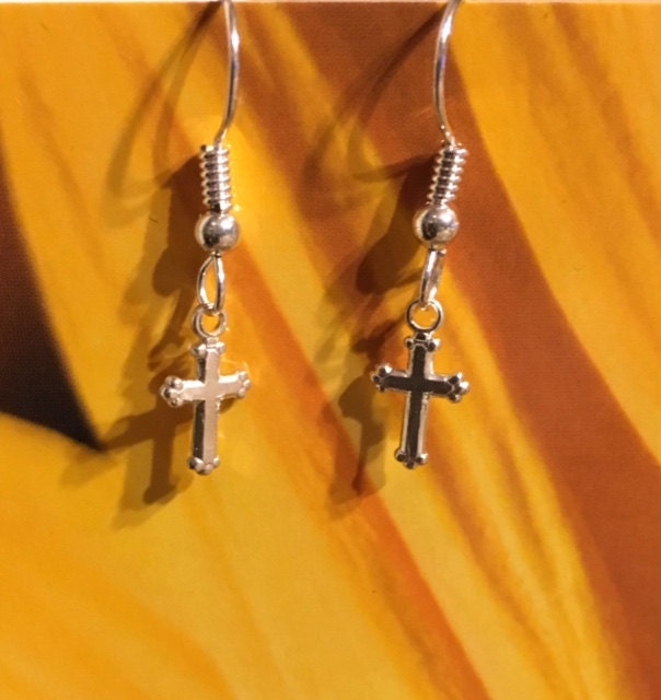 sterling Silber Glaube Kreuz Ohrringe 377 von SandyNationJewelry