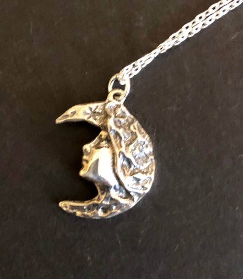 sterling Silber Göttin Gesicht Im Mond Halskette Ssn7 von SandyNationJewelry