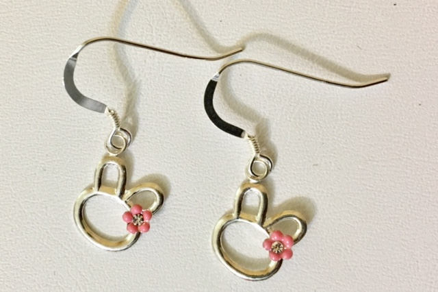 sterling Silber Hase Kopf Ohrringe 506 von SandyNationJewelry