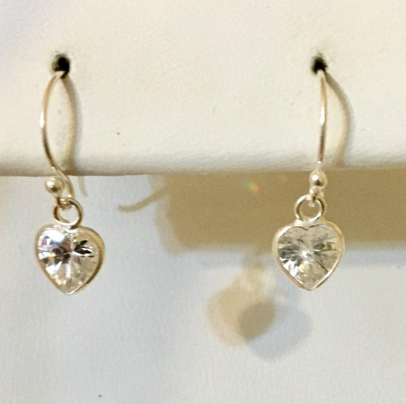 sterling Silber Herzförmige Cz Ohrringe 552 von SandyNationJewelry
