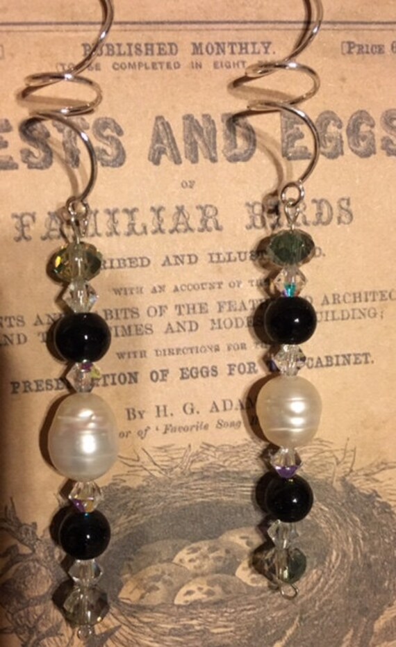 sterling Silber Kartoffel Perle Kristall Perlen Ohrringe 454 von SandyNationJewelry