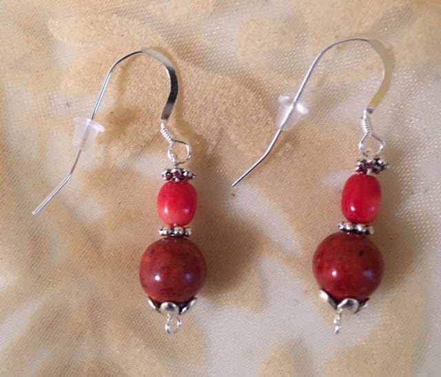 sterling Silber Korallen Ohrringe 498 von SandyNationJewelry