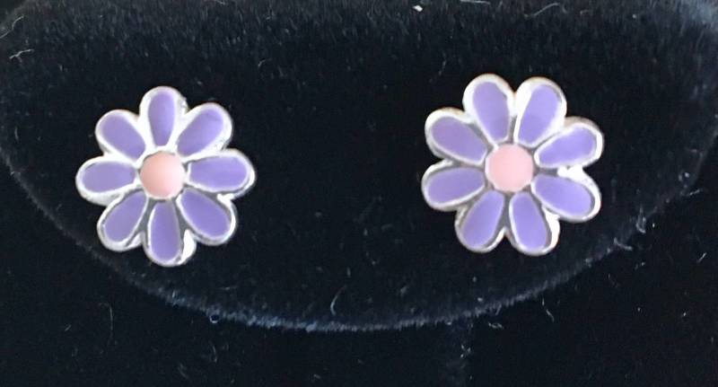 sterling Silber Lavendel Und Hellrosa Gänseblümchen Ohrringe 1020 von SandyNationJewelry