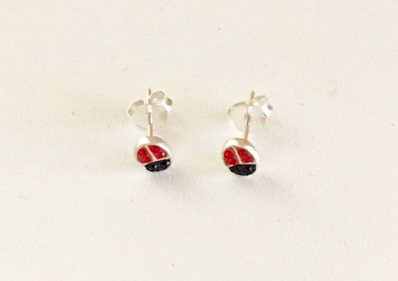 sterling Silber Marienkäfer Ohrringe 1021 von SandyNationJewelry