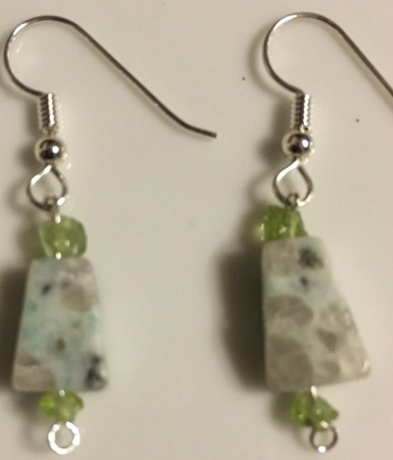 sterling Silber Mit Sesam Jaspis Ohrringe 483 von SandyNationJewelry