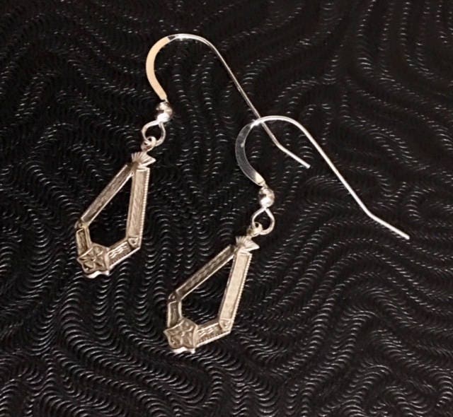 sterling Silber Offene Diamant-Form-Ohrringe 235 von SandyNationJewelry