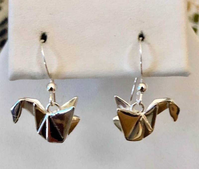 sterling Silber Origami Schwan Ohrringe 266 von SandyNationJewelry