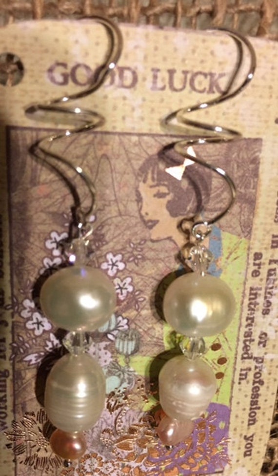 sterling Silber Perle Und Kristall Ohrringe 451 von SandyNationJewelry