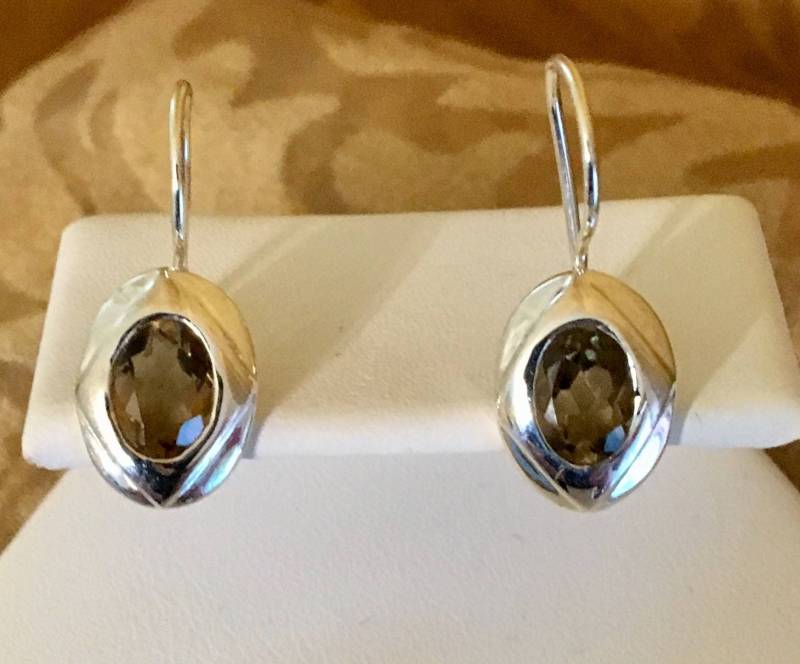 sterling Silber Rauchquarz Ohrringe 460 von SandyNationJewelry