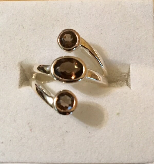 sterling Silber Rauchquarz Ring 986 von SandyNationJewelry