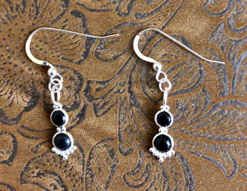 sterling Silber Schwarzer Onyx Ohrringe 450 von SandyNationJewelry