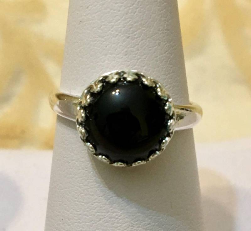 sterling Silber Schwarzer Onyx Ring 985 von SandyNationJewelry