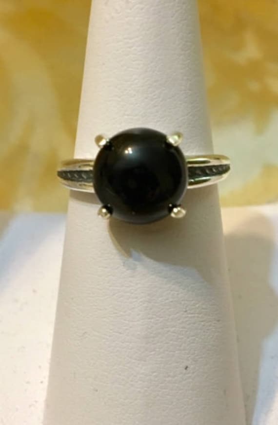 sterling Silber Schwarzer Onyx Ring 993 von SandyNationJewelry