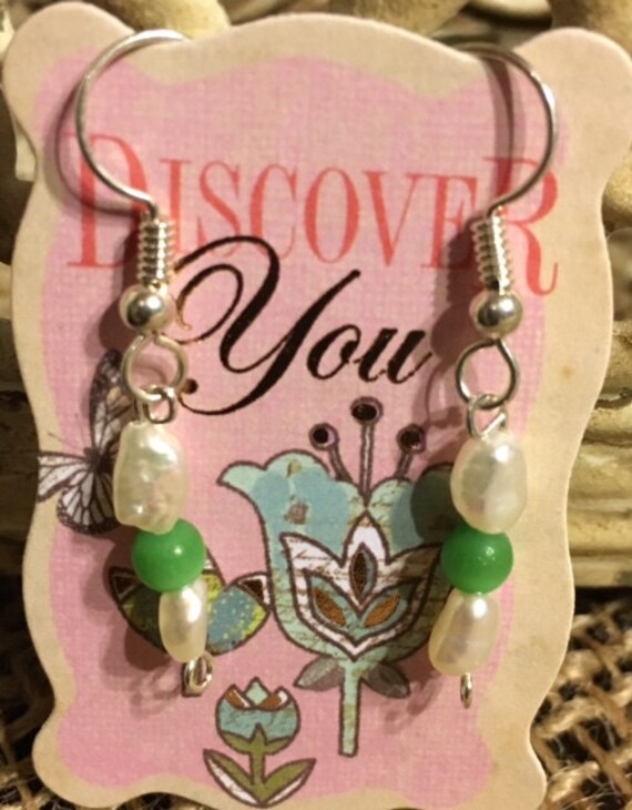 sterling Silber Süßwasserperle Und Katzenauge Ohrringe 476 von SandyNationJewelry