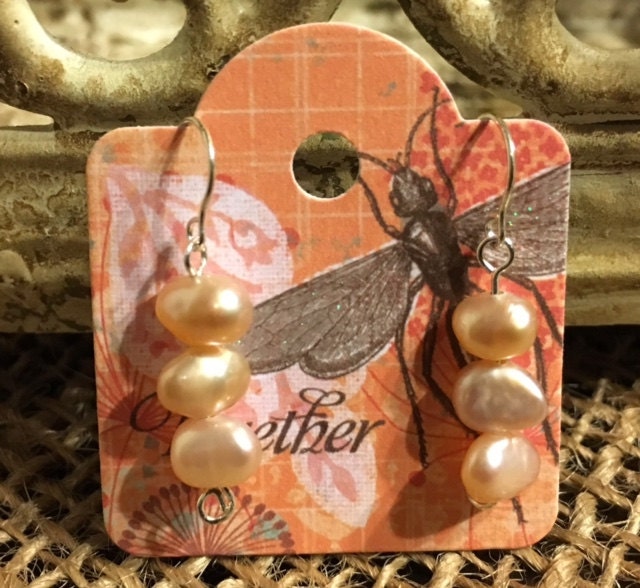 sterling Silber Trio Von Süßwasserperlen Ohrringe 484 von SandyNationJewelry