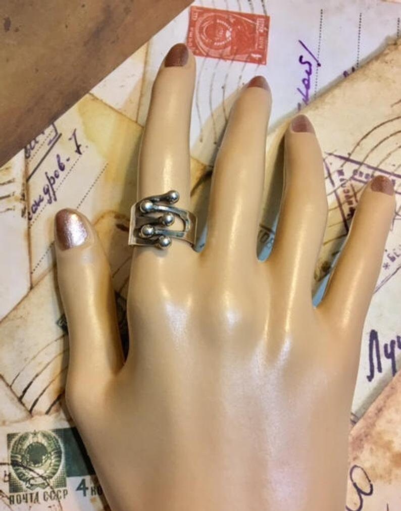 Vintage Anna Greta Eker Norwegen Sterling Silber Mid Century Modernist Ring Größe 5-6 413 von SandyNationVintage