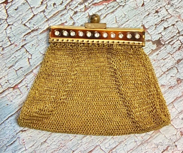 Vintage Gold Mesh Geldbörse Strasssteine Deutschland Us Zone 1940 Ba006 von SandyNationVintage