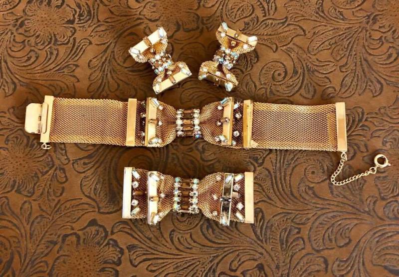 Vintage Hobe Mesh Bow Strass Demi Parure 770 von SandyNationVintage