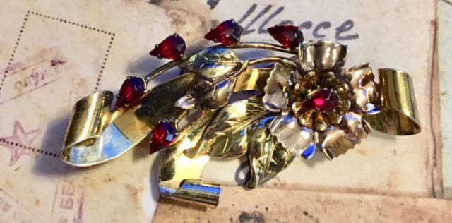 Vintage Sterling Silber Brosche Mit 12K Overlay 364 von SandyNationVintage