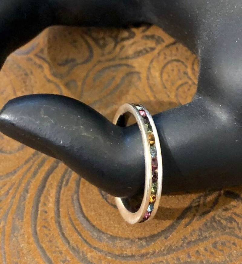 Vintage Sterling Silber Multistone Eternity Band 320 von SandyNationVintage