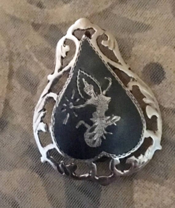 Vintage Sterling Silber Siam Thai Göttin Tänzerin Brosche/Anhänger 376 von SandyNationVintage