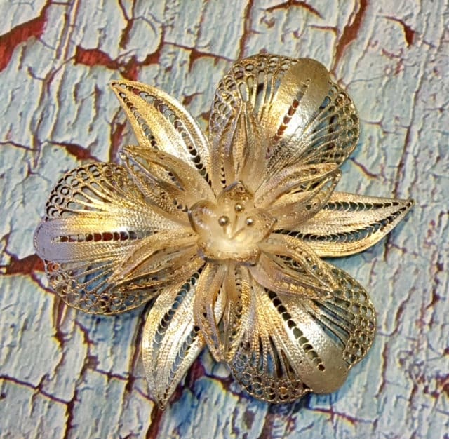 Vintage Sterling Silber Spektakuläre Blumen Brosche 298 von SandyNationVintage