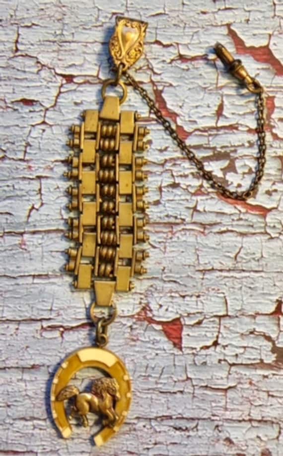 Vintage Uhrenanhänger Mit Hufeisen Und Pferd 958Er von SandyNationVintage